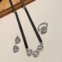 Thumbnail for Alluring Silver Plated American Diamond Mangalsutra Combo - Abdesignsjewellery