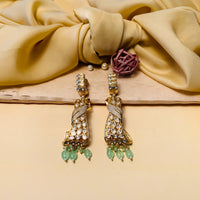 Thumbnail for Beautiful Green Gold Tone Kundan Earring