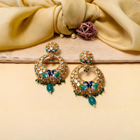 Thumbnail for Elegant Green Kundan Gold Plated Chandbali Earring - Abdesignsjewellery