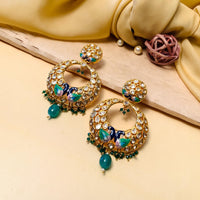 Thumbnail for Elegant Green Kundan Gold Plated Chandbali Earring - Abdesignsjewellery