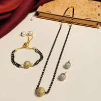 Thumbnail for Exquisite Gold Plated American Diamond Mangalsutra Combo - Abdesignsjewellery