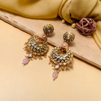 Thumbnail for Ethnic Indian Gold Plated Long Kundan Earrings