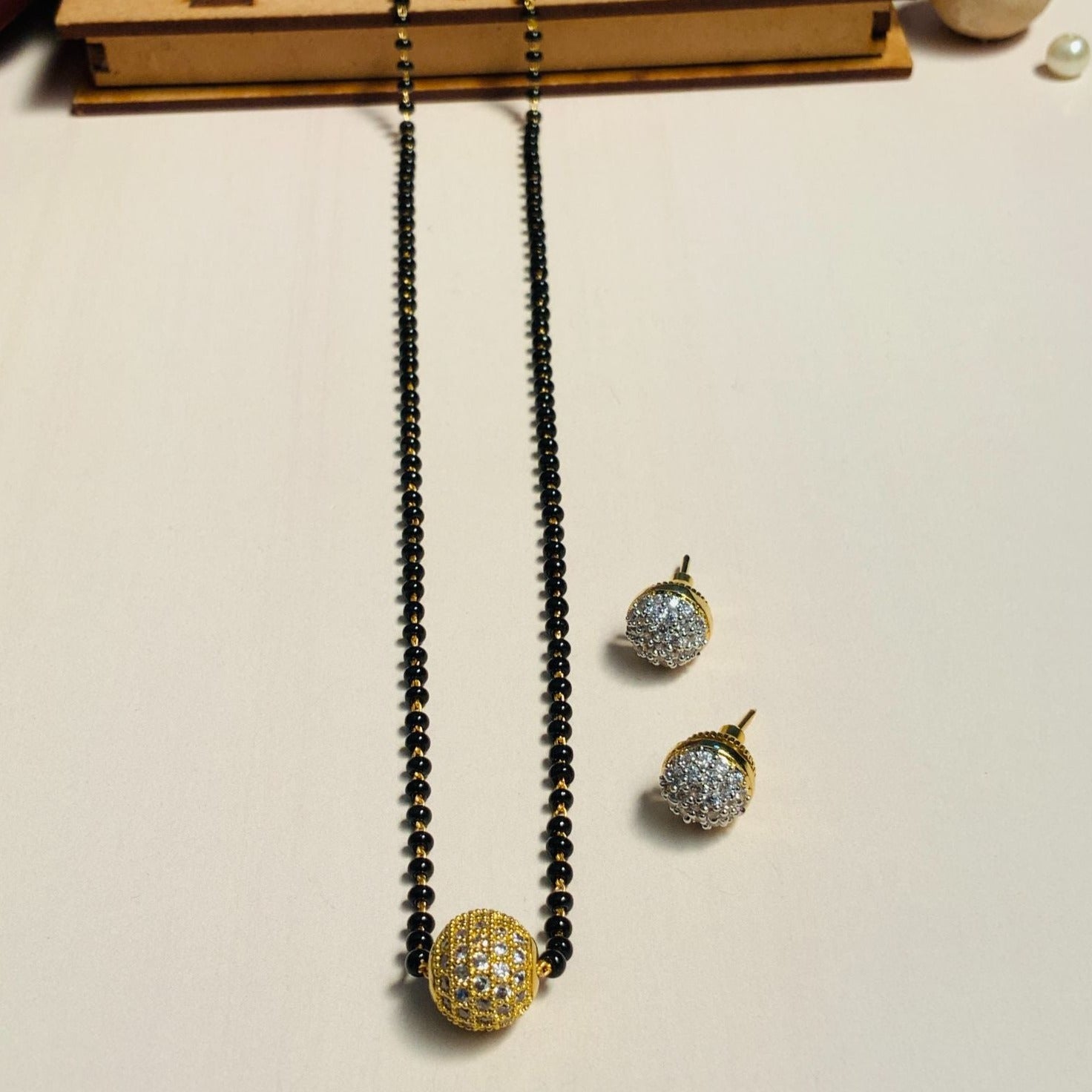Timeless Gold Plated American Diamond Mangalsutra Combo - Abdesignsjewellery