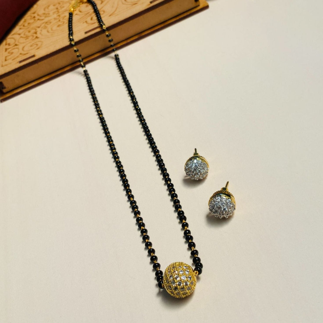 Timeless Gold Plated American Diamond Mangalsutra Combo - Abdesignsjewellery