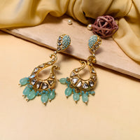 Thumbnail for Ethnic Pearl Gold Plated Peacock Meenakari Kundan Earrings - Abdesignsjewellery