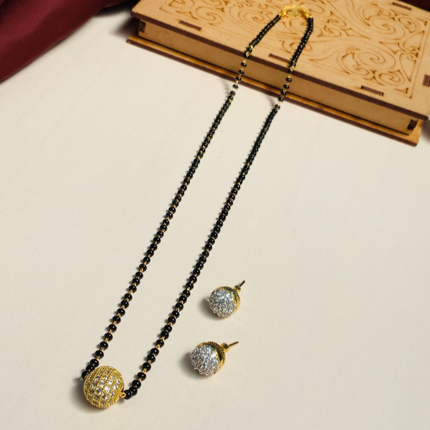 Timeless Gold Plated American Diamond Mangalsutra Combo - Abdesignsjewellery
