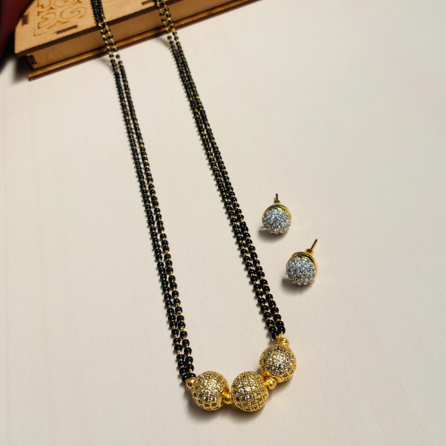 Timeless Gold Plated American Diamond Mangalsutra Combo - Abdesignsjewellery