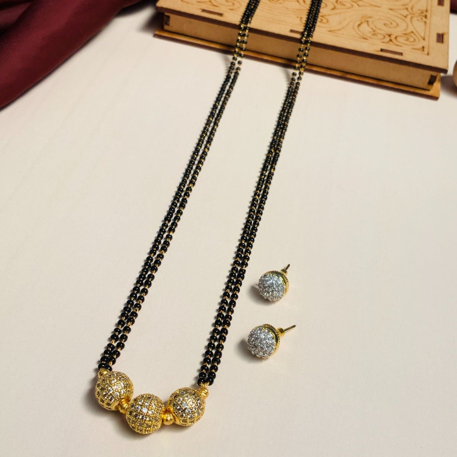 Timeless Gold Plated American Diamond Mangalsutra Combo - Abdesignsjewellery