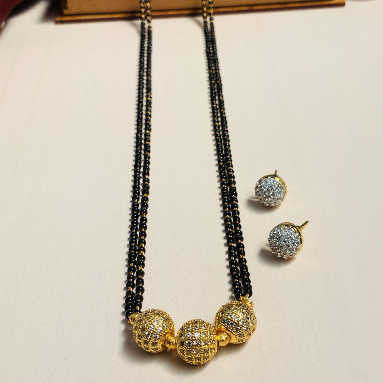 Timeless Gold Plated American Diamond Mangalsutra Combo - Abdesignsjewellery