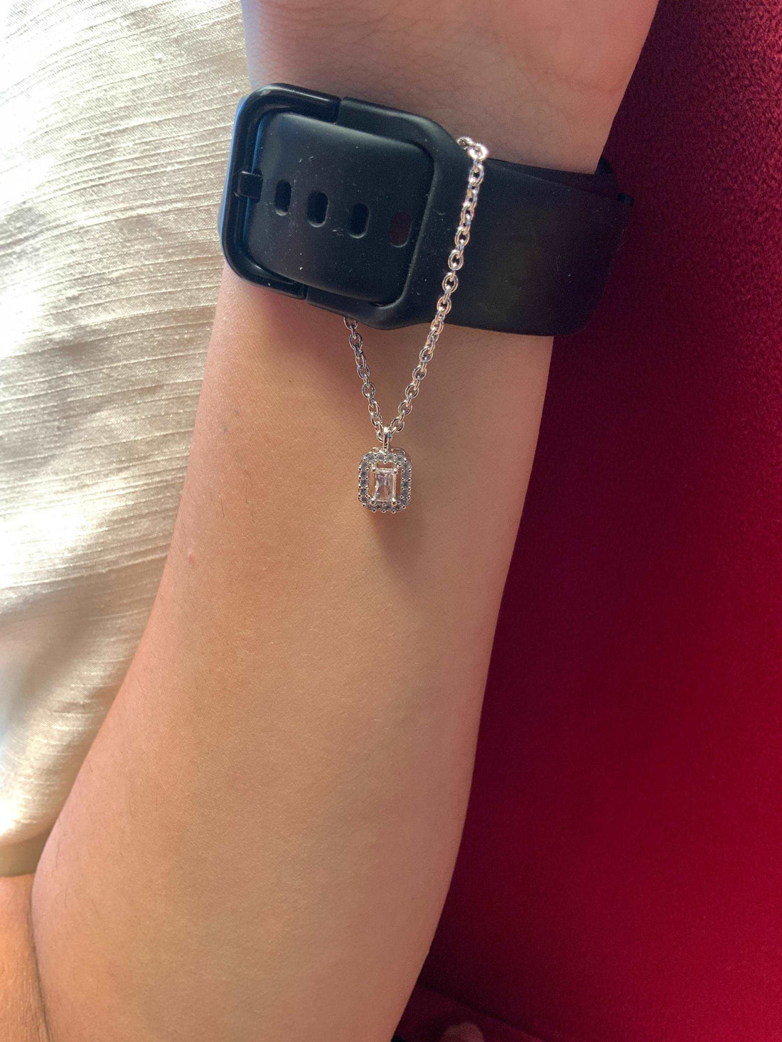 Adorable Rectangle American Diamond Silver Plated Watch Charm - Abdesignsjewellery