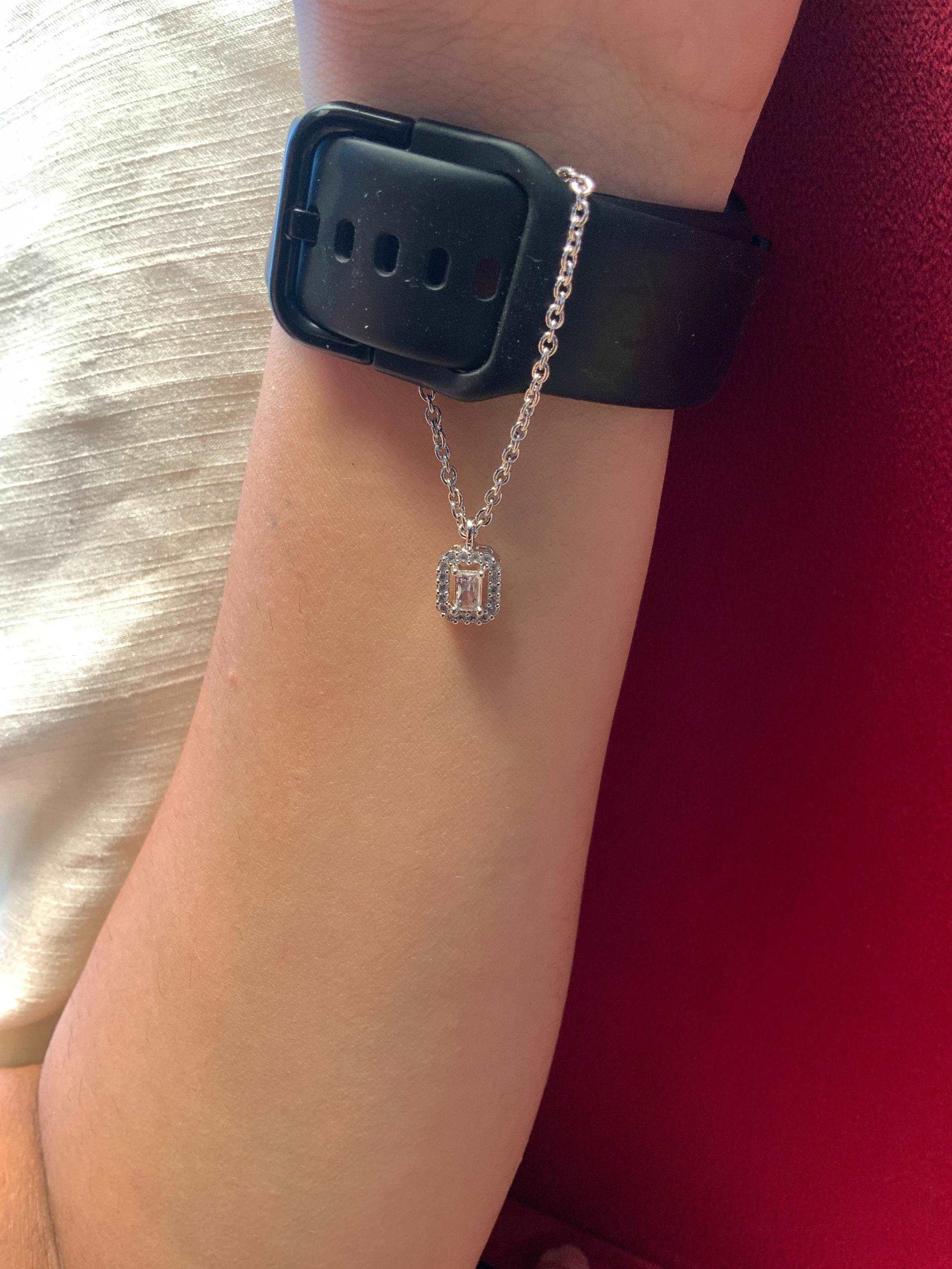 Adorable Rectangle American Diamond Silver Plated Watch Charm - Abdesignsjewellery