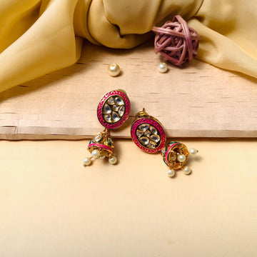 Kundan Pearl Meenakari Fuse Jhumki
