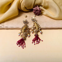 Thumbnail for Adorable Gold Plated Kundan Pearl Studded Earrings - Abdesignsjewellery