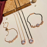 Thumbnail for Beautiful RoseGold Plated American Diamond Mangalsutra Combo - Abdesignsjewellery