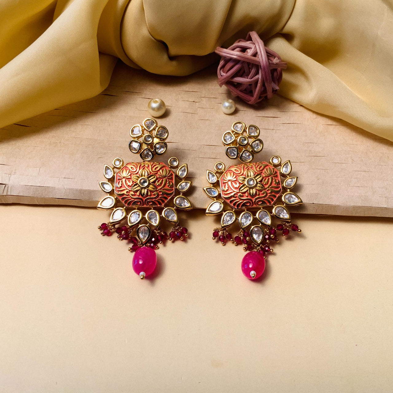 Buy The Opal Factory Gold-Plated Minakari Traditional Rajasthani Jhumka  Earrings For Women And Girls In Hand Painted Minakari Work (Style 3) at  Amazon.in
