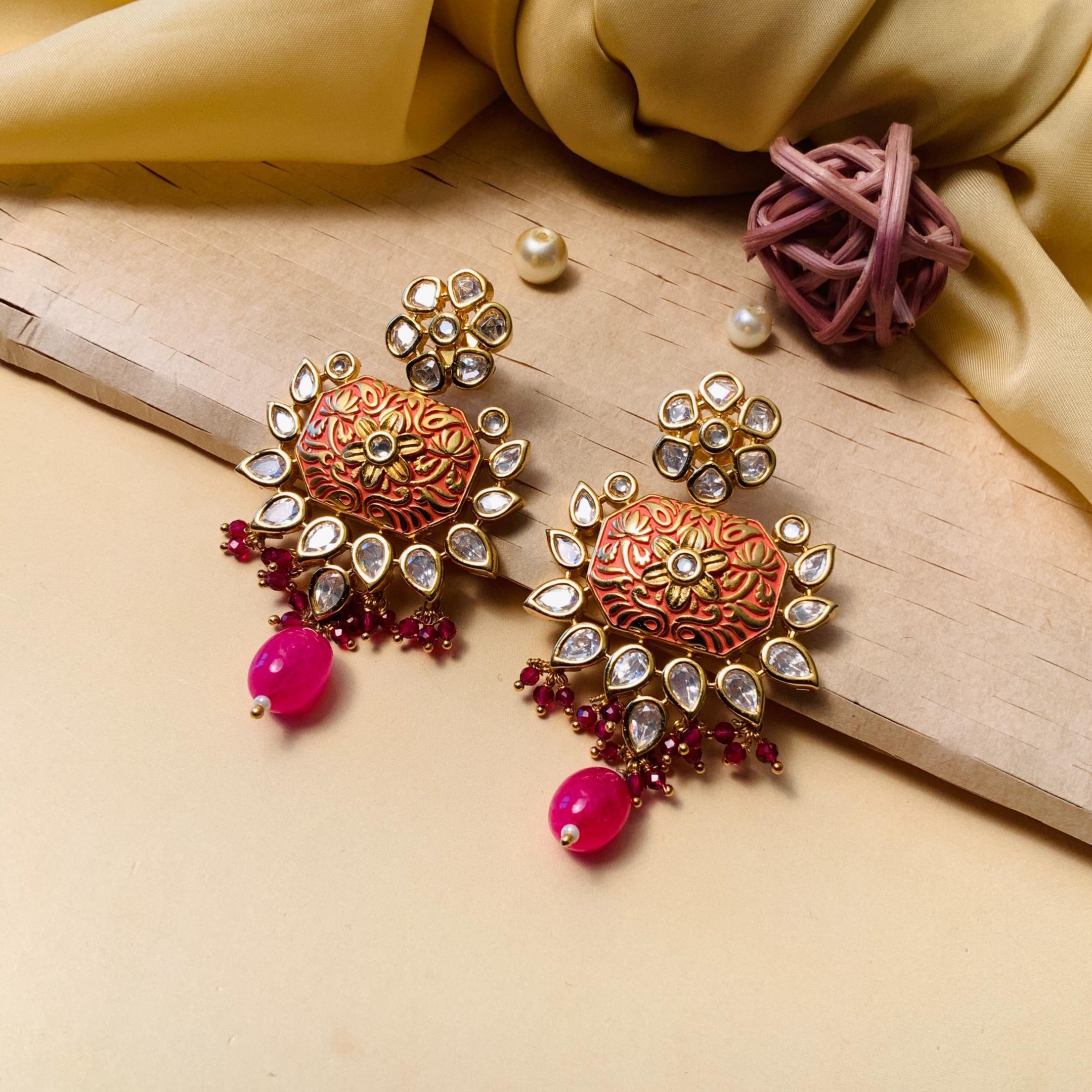 Kundan Meenakari Traditional Rajasthani Earring