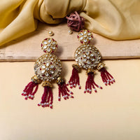 Thumbnail for Beautiful Gold Plated Kundan Pearl Earrings - Abdesignsjewellery