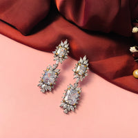 Thumbnail for Charming Silver Tone White Crystal CZ Earrings