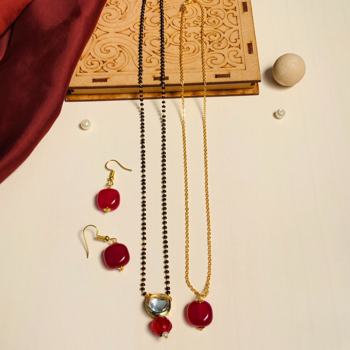 Elegant Gold Plated American Diamond Mangalsutra Combo - Abdesignsjewellery