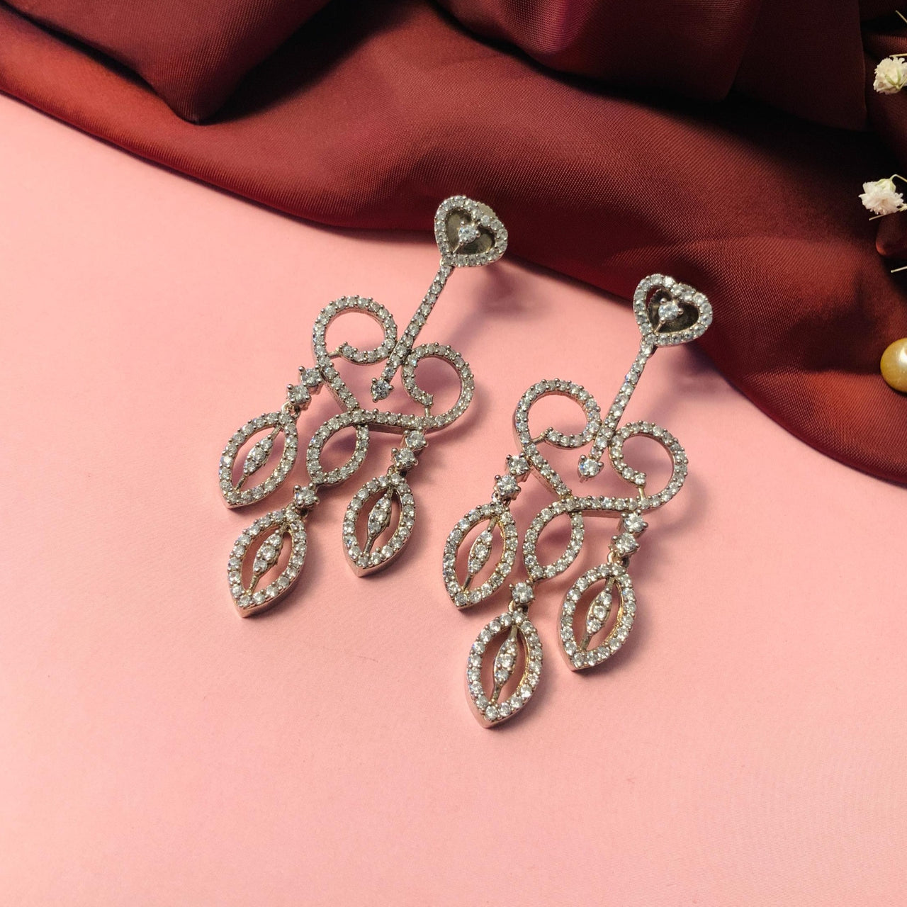 Lovely Victorian Silver Plated Long Earrings