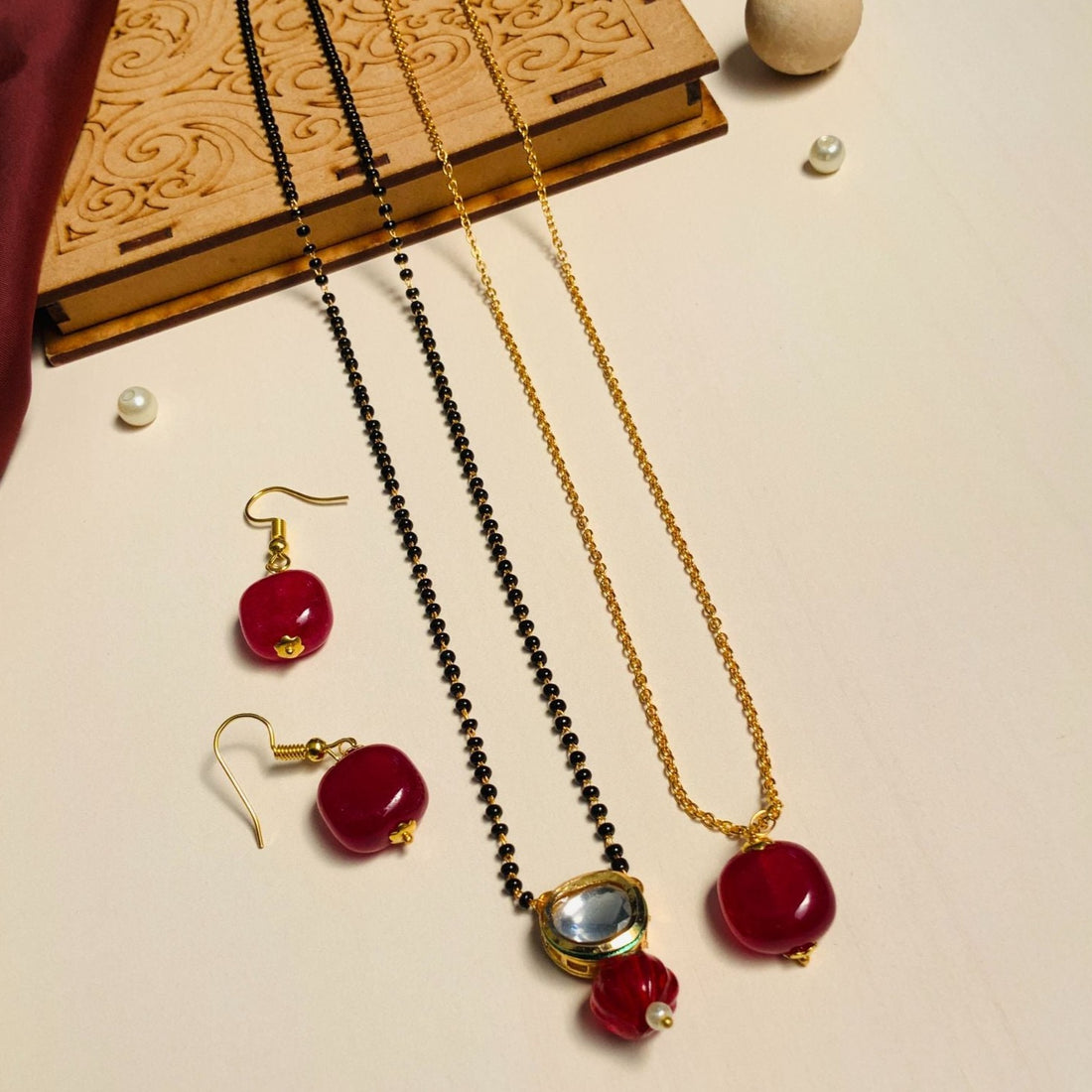 Elegant Gold Plated American Diamond Mangalsutra Combo - Abdesignsjewellery