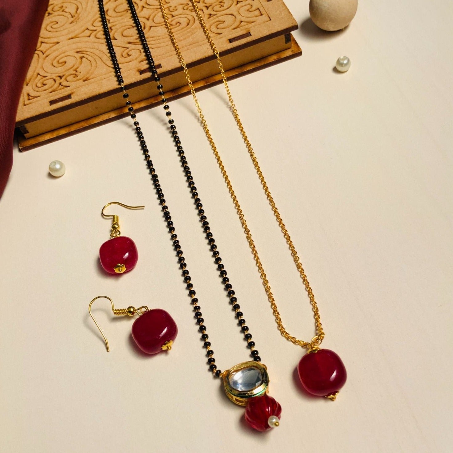 Elegant Gold Plated American Diamond Mangalsutra Combo - Abdesignsjewellery