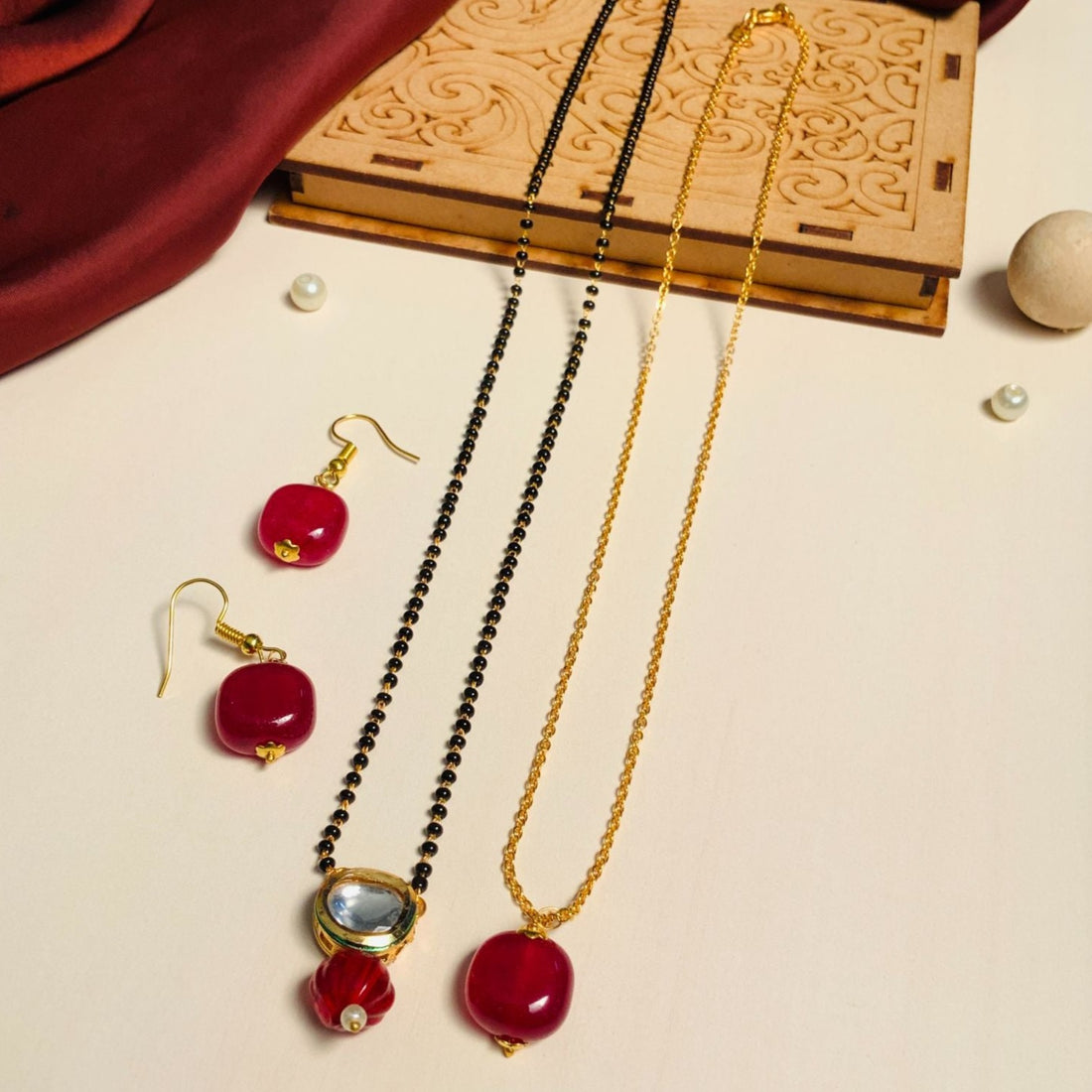 Elegant Gold Plated American Diamond Mangalsutra Combo - Abdesignsjewellery