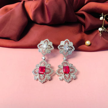 Sparkling Elegance Flower Cut CZ Silver Plated Earrings
