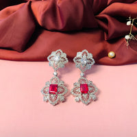 Thumbnail for Sparkling Elegance Flower Cut CZ Silver Plated Earrings