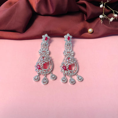 Endearing Silver Plated American Diamond Dangler Earrings