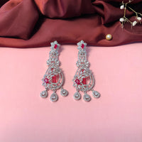 Thumbnail for Endearing Silver Plated American Diamond Dangler Earrings - Abdesignsjewellery