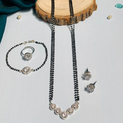 Silver Plated Round American Diamond Mangalsutra Combo
