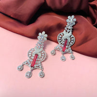 Thumbnail for Classy Dark Pink CZ American Diamond Silver Plated Dangler - Abdesignsjewellery
