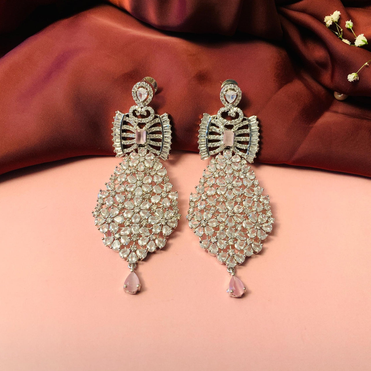Appealing Silver Plated American Diamond Earrings