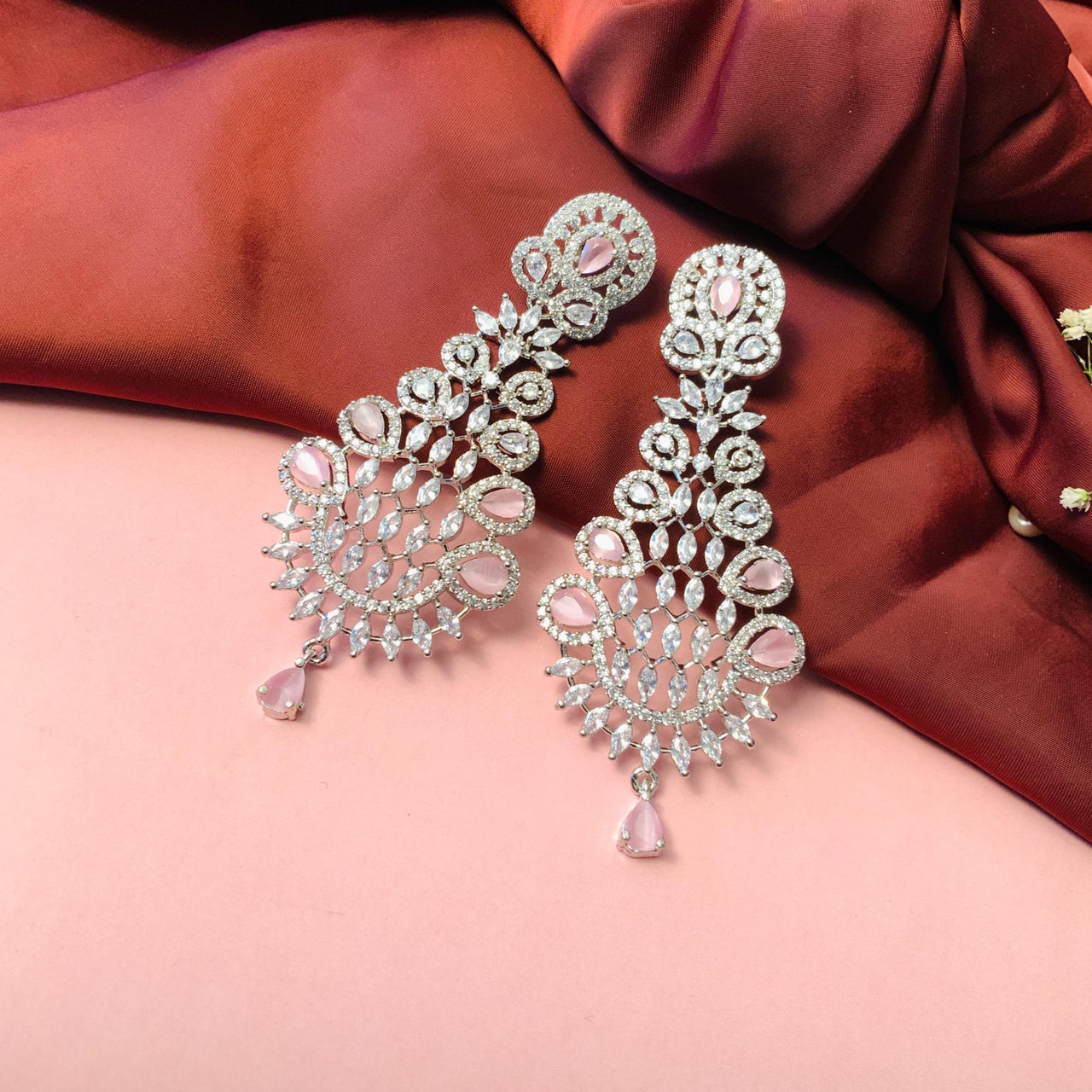 Adorable CZ Classic Earrings With Silver Plating