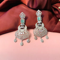 Thumbnail for Stunning American Diamond Silver Toned Earrings