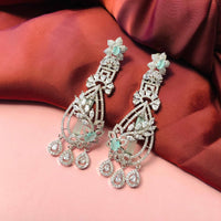 Thumbnail for Adorable American Diamond Floral Embellished Silver Plated Earring - Abdesignsjewellery