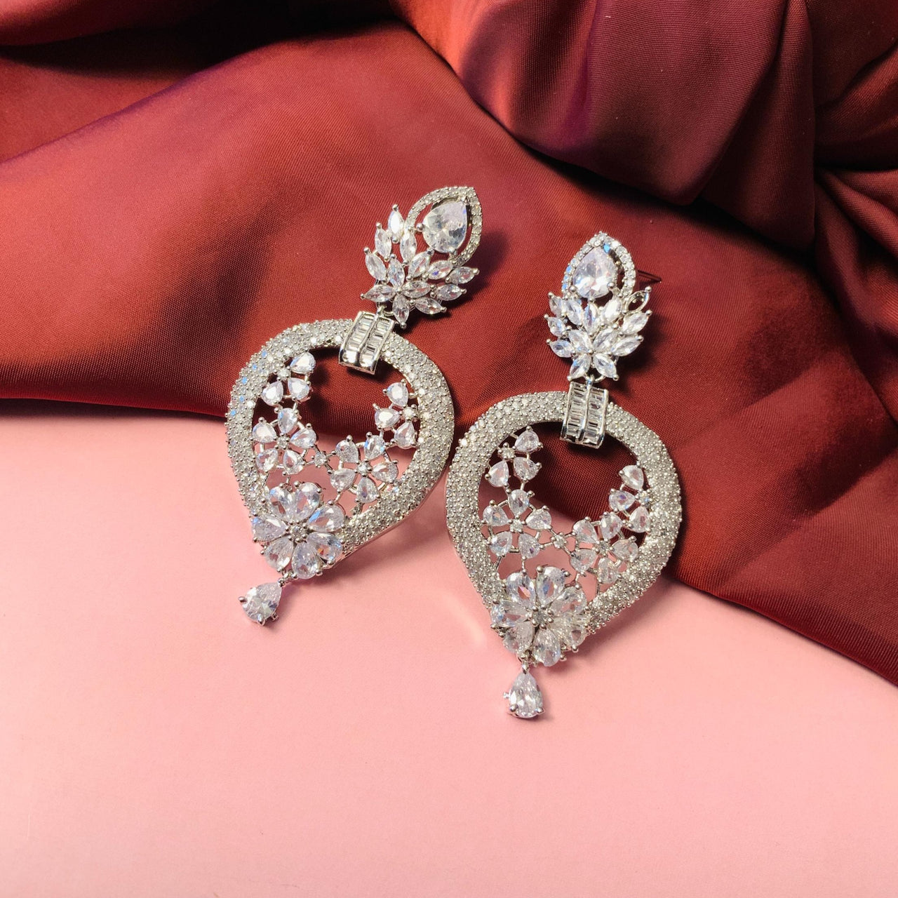 Exclusive Designer American Diamond Studded Drop Earrings