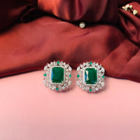 Thumbnail for Kiara Advani Wedding Inspired Emerald Silver Plated Earrings