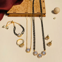 Statement Gold Plated American Diamond Mangalsutra Combo
