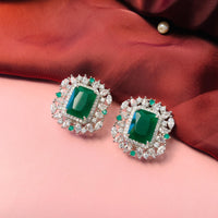 Thumbnail for Kiara Advani Wedding Inspired Emerald Silver Plated Earrings