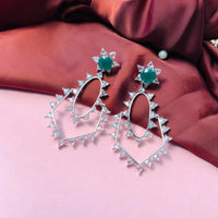 Thumbnail for Classic Emerald And CZ Studded Danglers