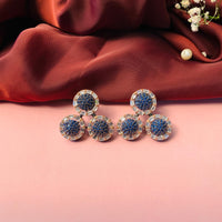 Thumbnail for Elegant Victorian Silver Tone Sapphire Earrings