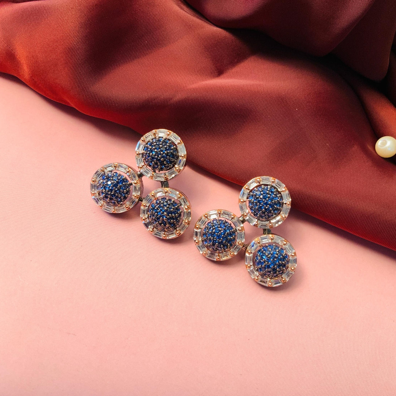 Elegant Victorian Silver Tone Sapphire Earrings