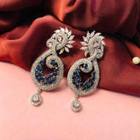 Thumbnail for Appealing Navy Blue Victorian Silver Tone Earrings - Abdesignsjewellery