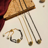 Thumbnail for Black Ball Gold Plated American Diamond Mangalsutra Combo