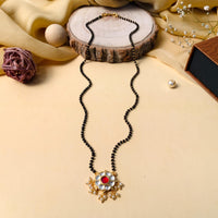 Thumbnail for Attractive Round Flower Gold Plated Pachi Kundan Pearl Drop Mangalsutra