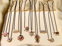 Thumbnail for Floral Handmade Multicolour Pacchi Kundan & Pearl Drops Mangalsutra Combo - Abdesignsjewellery