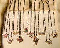Thumbnail for Floral Handmade Multicolour Pacchi Kundan & Pearl Drops Mangalsutra Combo