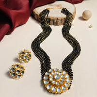 Thumbnail for Classic Gold Plated Pachi Kundan Polki Diamond Mangalsutra Earring Set - Abdesignsjewellery